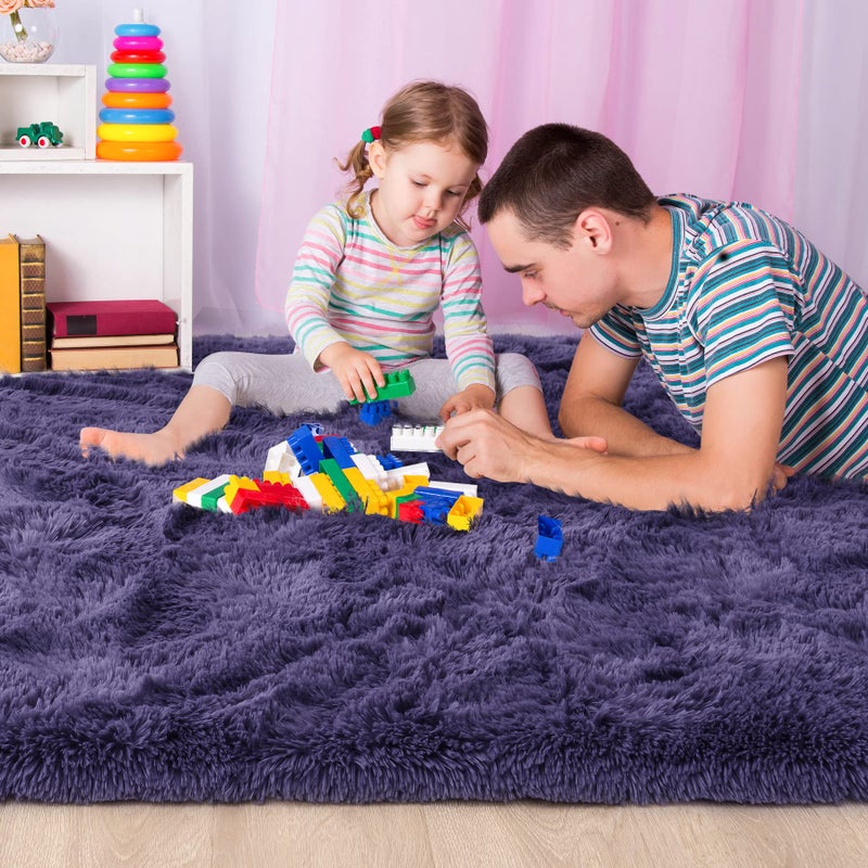 Noahas Fluffy 4x6 Taro Purple Rugs for Bedroom Girls,Shaggy Kids Rug,Thick Shag Throw Floor Carpet,Soft Non-Slip Dorm Nursery Area Rugs for Living Room Home Decor - Image 2